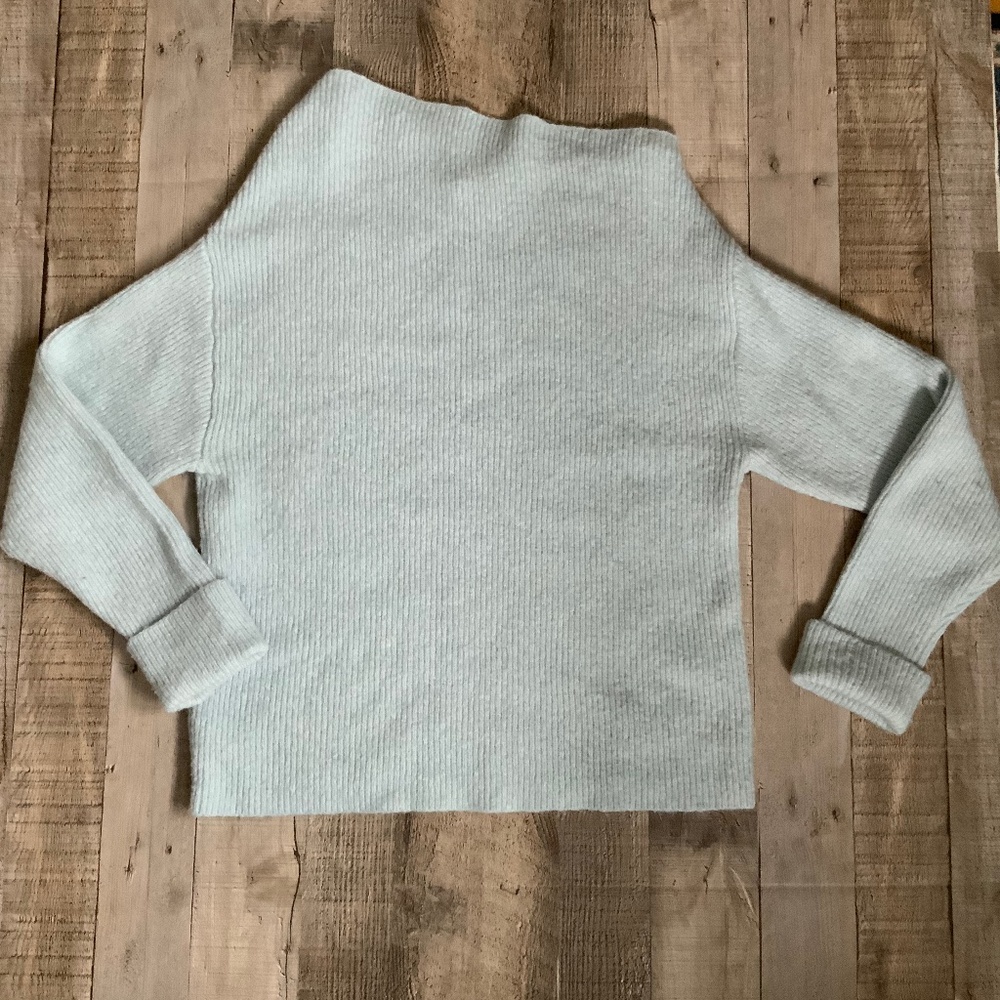 Treasure & Bond Light Blue Drift Asymmetrical Off Shoulder Ribbed Cotton… - Picture 7 of 14